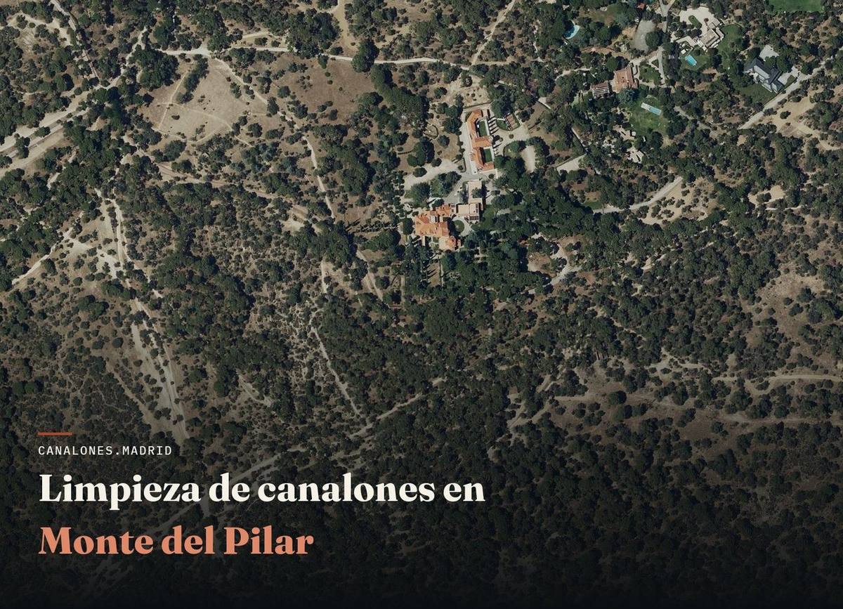 Monte del Pilar (Madrid): canalones.madrid ofrece limpieza profesional de canalones para evitar atascos y goteras, en el oeste de la Comunidad de Madrid.